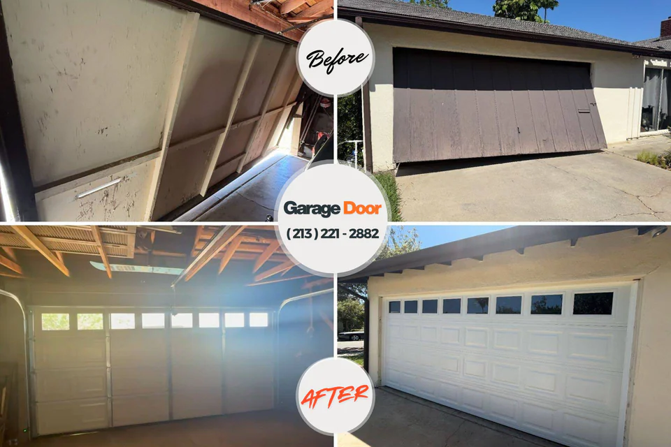 Before and after: garage door repair Delmar, MD